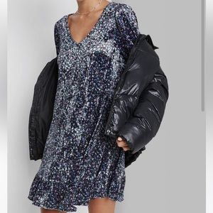 WILD FABLE Floral Print Women's Long Sleeve Velvet Drop Hem Dress